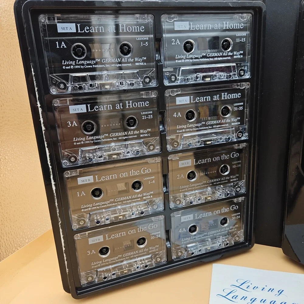 Living Language German All The Way Set Eight Cassettes + 448 Page Manual